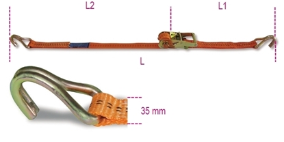 Afbeeldingen van Ratel-sjorband 8181 met haak 4M - 1.000 kg.