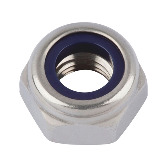 Afbeelding van Zelfborg. 6-kantmoer+nylon ring DIN985 RVS-A2 M8